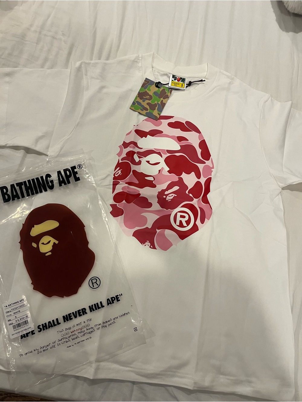 Bape A Bathing Ape Tee Shirt Pink/White Camo